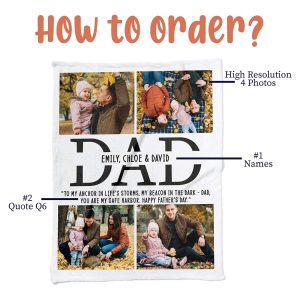 Personalized Picture Blanket for Dad Fathers Day Christmas Birthday Gift 2