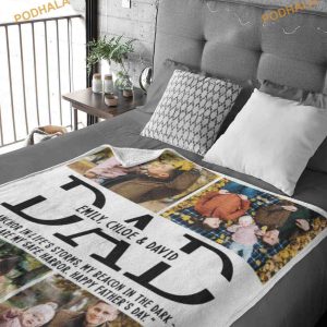 Personalized Picture Blanket for Dad Fathers Day Christmas Birthday Gift 4