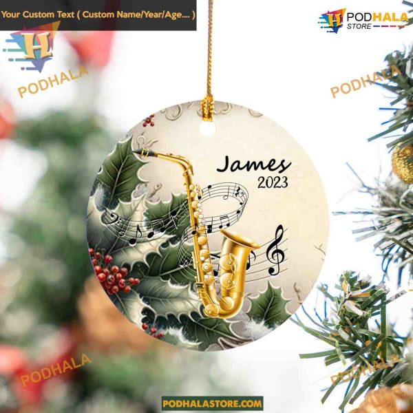 Personalized Saxophone Ornament 2023, Musician’s Christmas Keepsake Gift