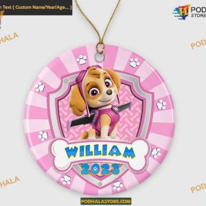 Personalized Sky-E Dog Christmas 2023 Ornament, Paw-Patrol Kids' 1st Xmas Gift
