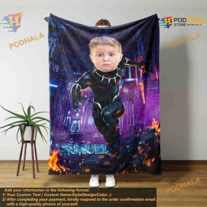Personalized Superhero Blanket, Custom Face Blanket for Boys, Baby Shower