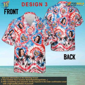 Personalized Tie Dye Hawaiian Shirt 80s 90s Retro Custom Face Shirt Birthday Gift 3