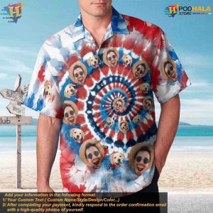 Personalized Tie Dye Hawaiian Shirt 80s 90s Retro Custom Face Shirt Birthday Gift 4