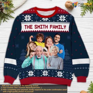 Personalized Ugly Christmas Sweater, Custom Photo Xmas Family Gift