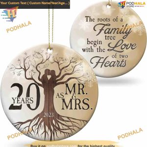 Personalized Wedding Anniversary 2023 Ornament, Family Tree Decoration