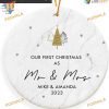 Personalized Wedding Gifts, First Christmas Married 2023, Custom Newlywed Ornament