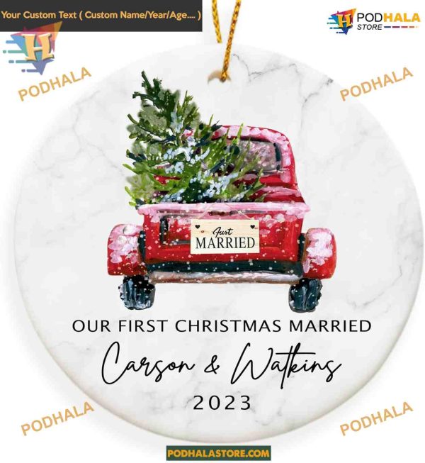 Personalized Wedding Gifts, Our First Christmas Married 2023, Custom Couple’s Ornament
