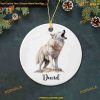 Personalized White Wolf Ceramic Ornament 2023, Unique Gift for Wolf Enthusiasts