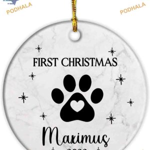 Pet First Christmas Ornament 2023, New Dog Owner Personalized Ceramic Keepsake