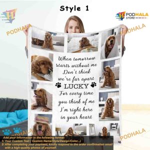 Pet Memorial Fleece Blanket, Loss Souvenir, Custom Photo Collage, Pet Lover Unique