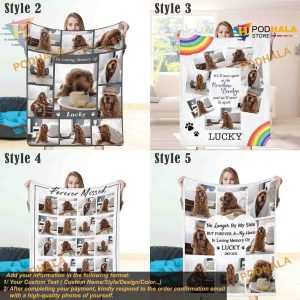 Pet Memorial Fleece Blanket Loss Souvenir Custom Photo Collage Pet Lover Unique 2