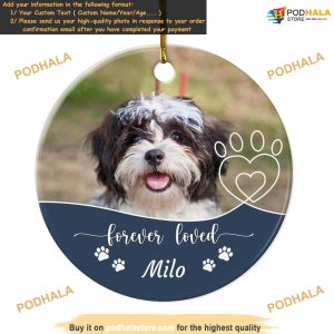 Pet Memorial Ornament 2023 Custom Photo & Name, Ceramic Dog Cat Gift