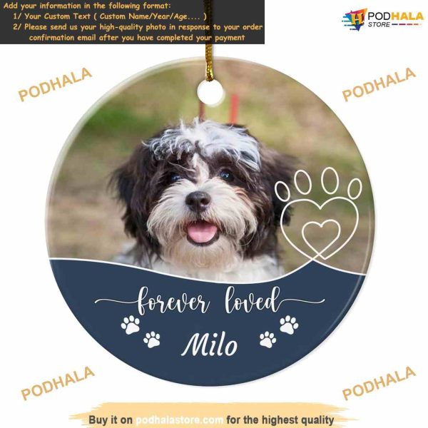 Pet Memorial Ornament 2023 Custom Photo & Name, Ceramic Dog Cat Gift