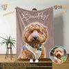 Pet Photo Blanket With Name, Personalized Dog Cat Face Fleece