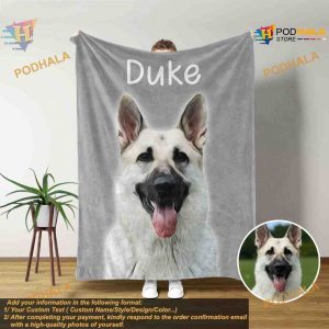 Pet Photo Blanket With Name Personalized Dog Cat Face Fleece 4