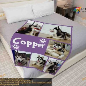 Pet Photo Blanket With Name Personalized Dog Face Pet Photoized Gift 3