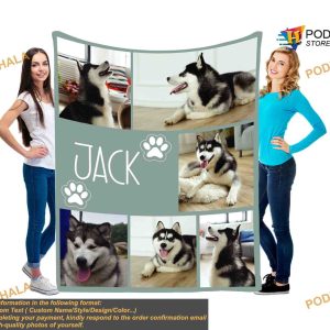 Pet Photo Blanket With Name Personalized Dog Face Pet Photoized Gift 4