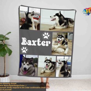 Pet Photo Blanket With Name Personalized Dog Face Pet Photoized Gift 6
