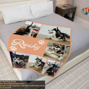 Pet Photo Blanket With Name Personalized Dog Face Pet Photoized Gift 7