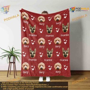 Pet Photo Blanket With Name Personalized Head Face Blanket Dog Cat Lovers Gift 3