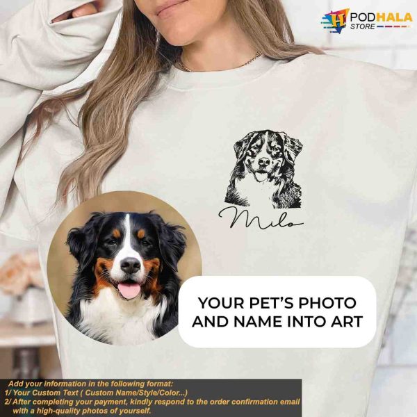 Pet Portrait Custom Shirt, Personalized Xmas T-Shirt with Pet Photo & Name