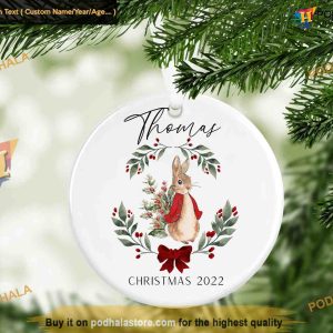 Peter Rabbit Ceramic Christmas Ornament, Personalized Gift