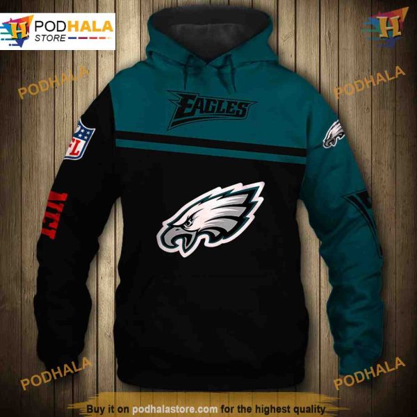 Philadelphia Eagles 3D Skull Hoodie Pullover Sweatshirt, NFL Eagles Apparel