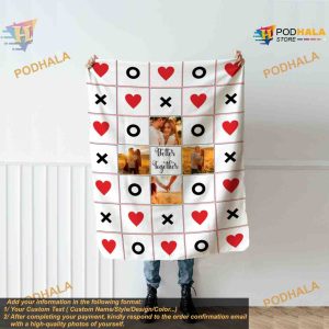 Photo Collage Heart Circle Icon Blanket, Memory Keepsake, Unique Christmas Family Couple Gift