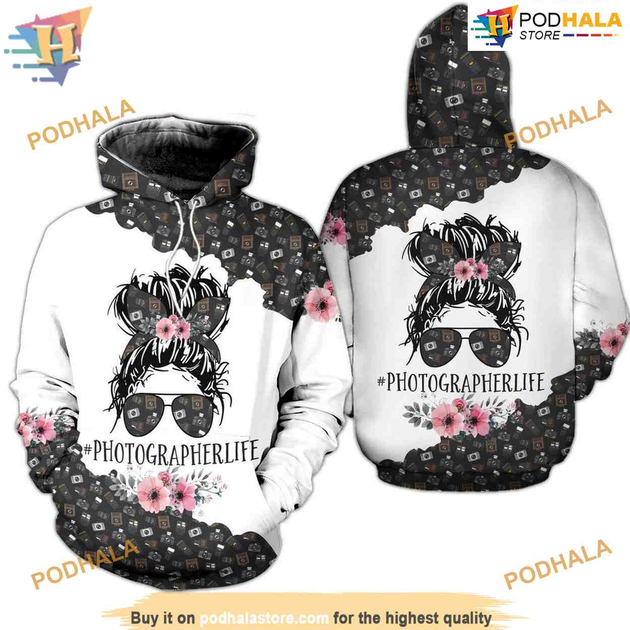 Photographer Life Messy Bun All Over Printed 3D Hoodie Sweatshirt Photographer Life Messy Bun All Over Printed 3D Hoodie Sweatshirt