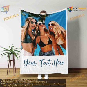 Picture Blanket With Text Personalized Photo Collage Best Friend Christmas Gift 5