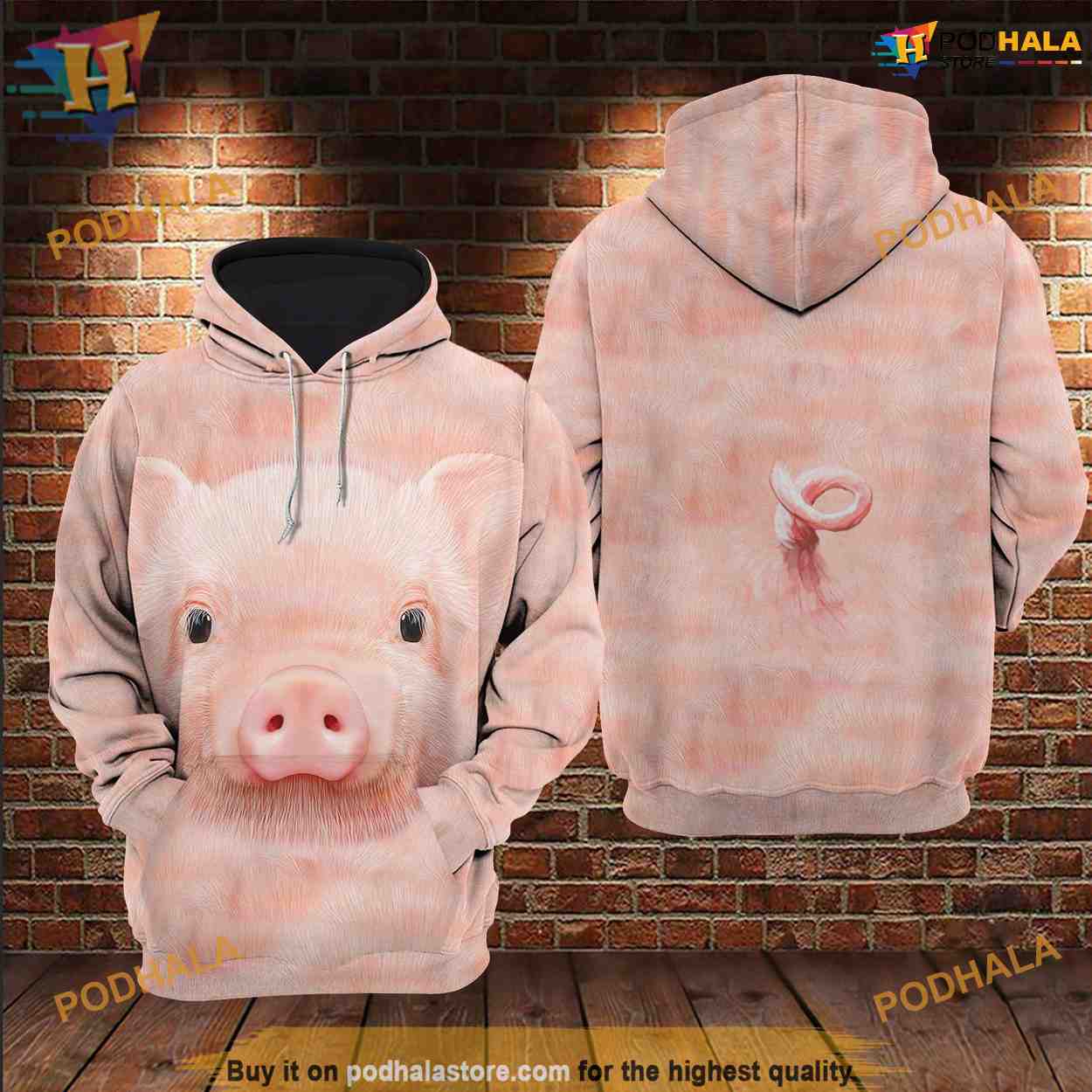 Pig Face All Over Printed Full 3D Animal Hoodie Sweatshirt Podhalastore