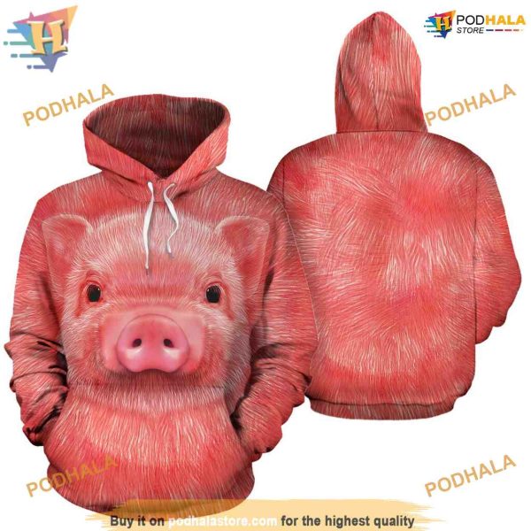Pig Face Photo All Over Printed Full 3D Hoodie Sweatshirt For Animal Lovers