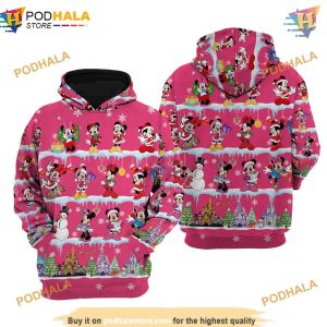 Pink Christmas Disney 3D All Over Printed Hoodie Minnie Mouse Apparel 2
