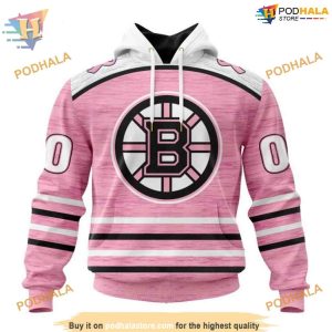 Pink Fight Breast Cancer Personalized NHL Boston Bruins Hoodie 3D Supportive Merch 1