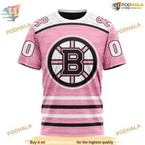 Pink Fight Breast Cancer Personalized NHL Boston Bruins Hoodie 3D Supportive Merch 3