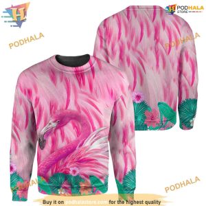 Pink Flamingo Full All Over Printed Funny Animal 3D Hoodie Sweatshirt 2