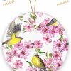 Pink Flowers Bird 2023 Ornament, Family Christmas Tree Decorations