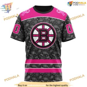 Pink In The Rink Special NHL Boston Bruins Hoodie 3D Breast Cancer Awareness Merch 3