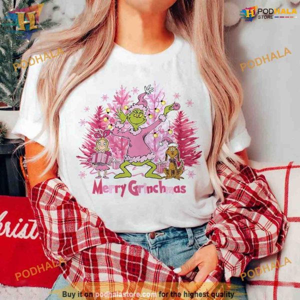 Pink Merry Grinchmas Christmas Shirt, Best Family Christmas Gifts