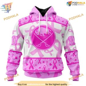 Pink October Breast Cancer NHL Buffalo Sabres 3D Hoodie Awareness Gear 1