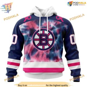 Pink October Breast Cancer Special Personalized NHL Boston Bruins Hoodie 3D 1