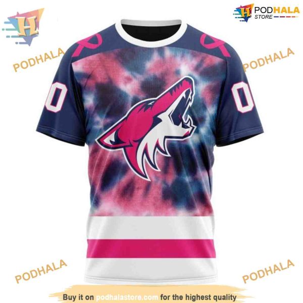 Pink October NHL Breast Cancer Arizona Coyotes Hoodie 3D, Personalized Arizona Coyotes Gear