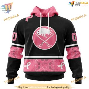 Pink Paisley Buffalo Sabres Personalized NHL Hoodie Breast Cancer Awareness 3D 1