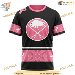 Pink Paisley Buffalo Sabres Personalized NHL Hoodie Breast Cancer Awareness 3D 3
