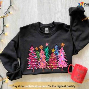 Pink Tree Christmas Crewneck Sweatshirt, Funny Xmas Gifts