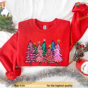 Pink Tree Christmas Crewneck Sweatshirt Funny Xmas Gifts 2