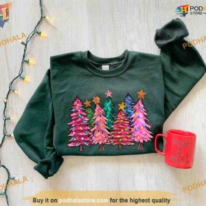 Pink Tree Christmas Crewneck Sweatshirt Funny Xmas Gifts 3