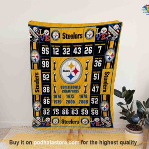Pittsburgh Collage Retro Player Numbers Fleece Blanket, Funny Christmas Gift