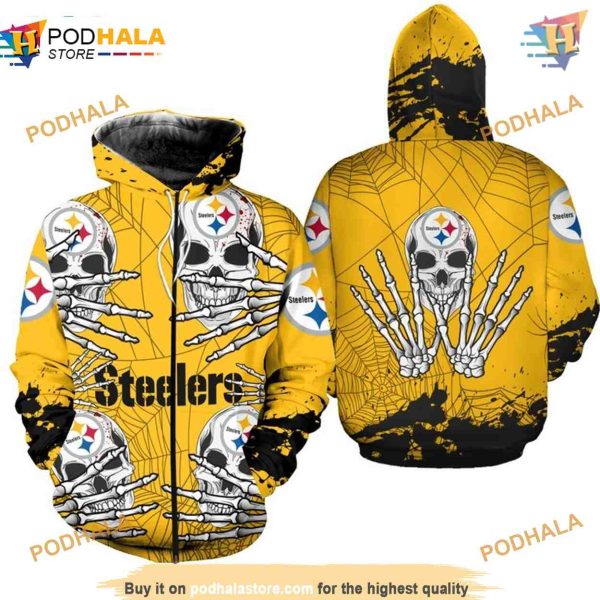 Pittsburgh Steelers 3D Hoodie Skull Halloween Graphic