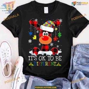 Plaid Reindeer Autism Awareness Christmas Shirt, Matching Family Xmas Shirt